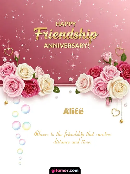 GIF de Friendship anniversary: Cheers to the friendship that survives distance and time.