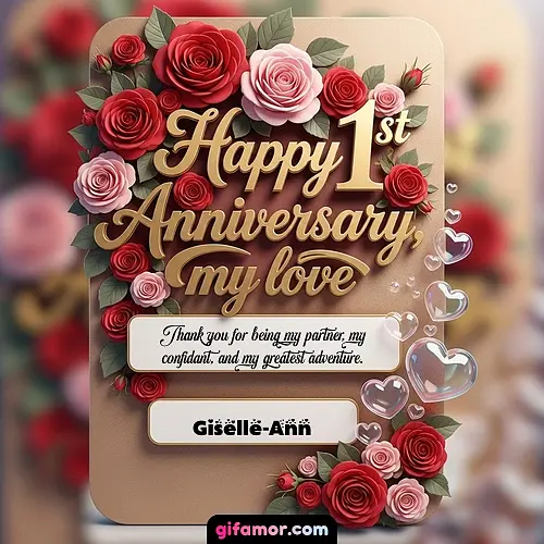 GIF de Wedding Anniversaries by Year: Thank you for being my partner, my confidant, and my greatest adventure.