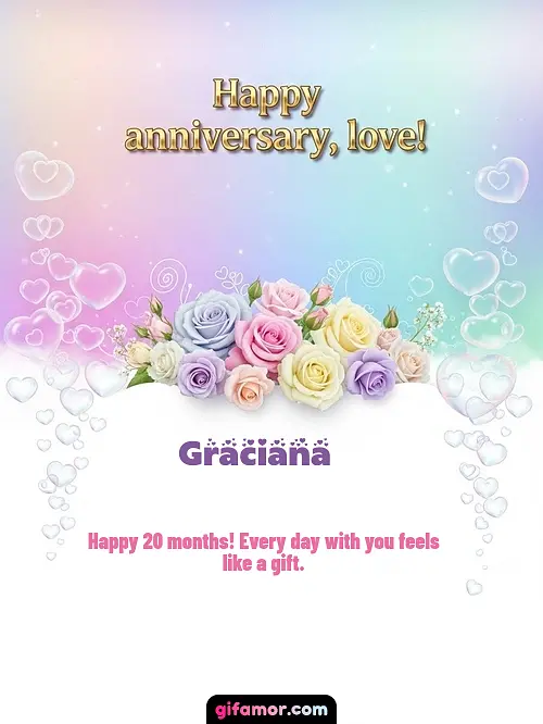 GIF de Dating Anniversary (Months): Happy 20 months! Every day with you feels like a gift.