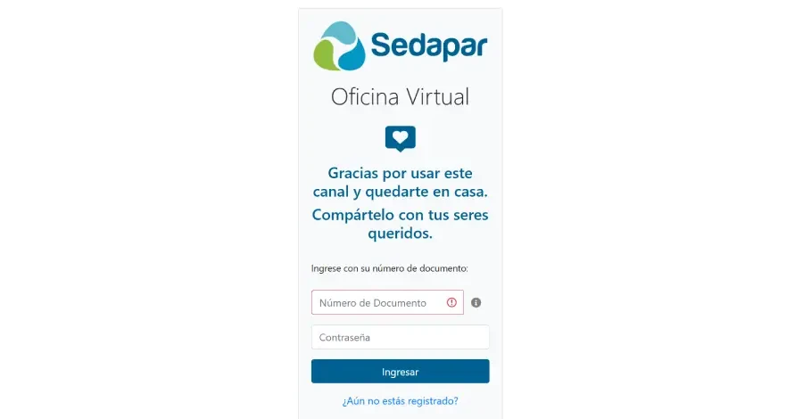 Acceder a la Oficina Virtual de Sedapar Arequipa
